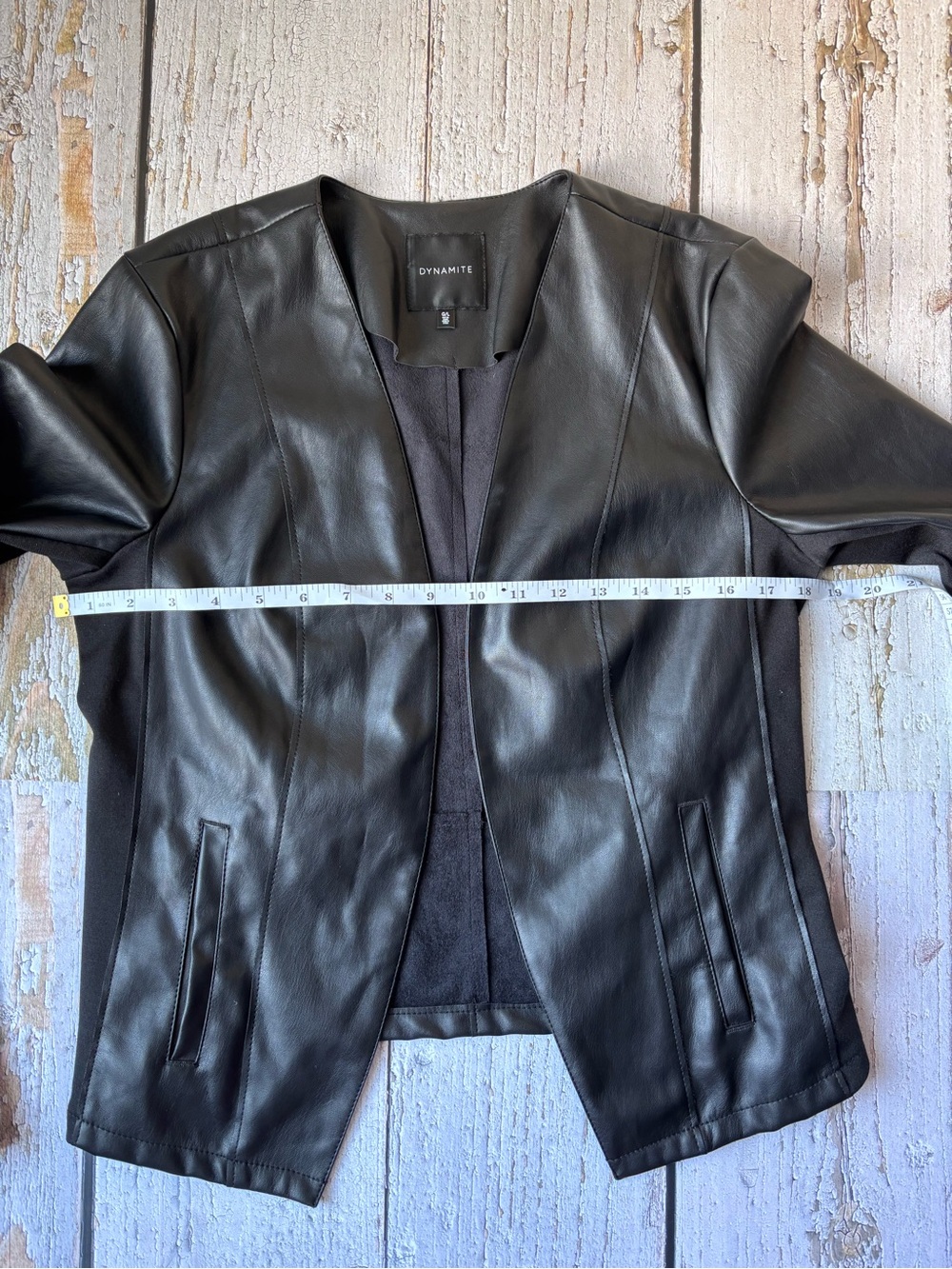 Dynamite Black Faux Leather Open-Front Jacket - Picture 3 of 6